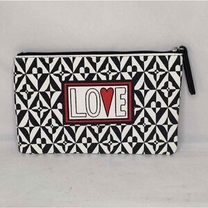 Brighton Love Makeup Cosmetic Bag Black‎ And White Canvas Valentine's Day